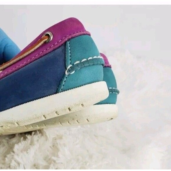 Vtg LLBean Leather Multi-Color Blucher Maine Made Moccasin Boat Loafer Mens 7M main image 10